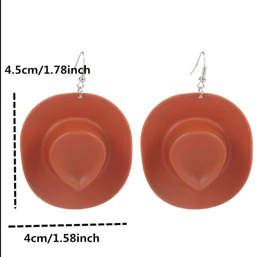 Pink Cowboy Hat Earrings NIP - Picture 2 of 6